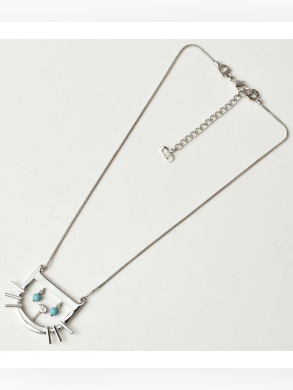 Christian Dior Silver Cat Pendant Necklace 🐱 Rare Vintage Find - Picture 3 of 15